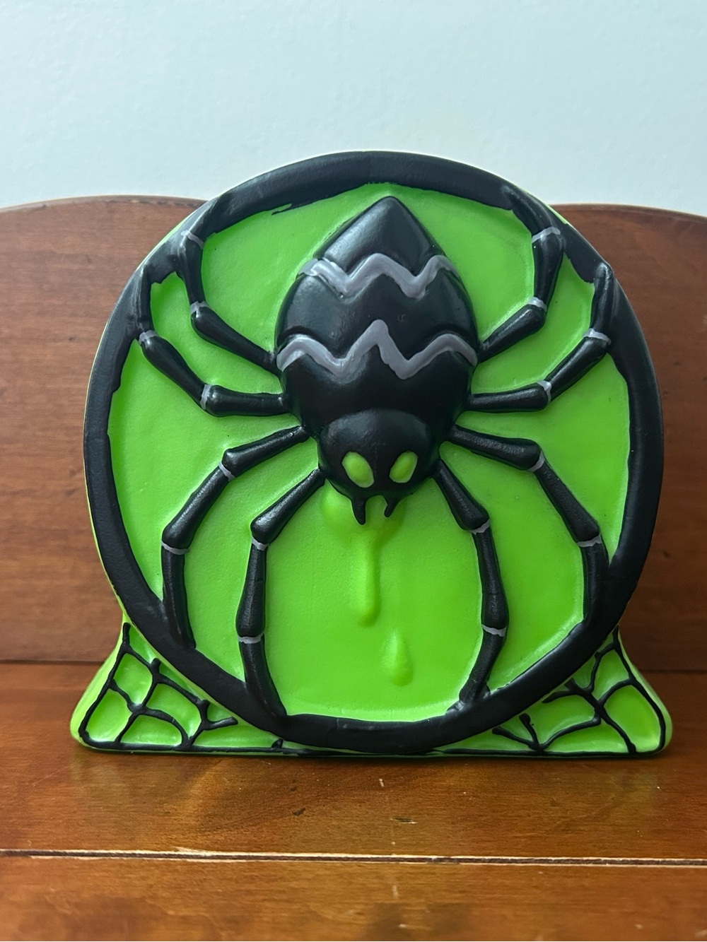 Quantity 1 - Battery Operated Green & Black Spider Halloween Small Blow Mold